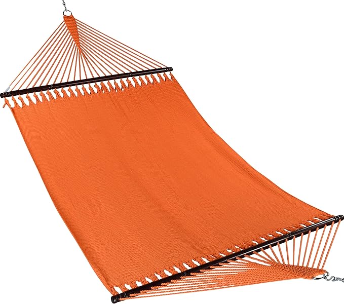 Jumbo Caribbean Hammock and Metal Tribeam Stand (Orange)