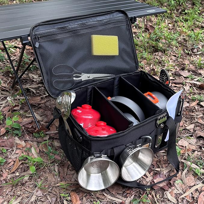 Tactical Camping Storage Bag 18L Tactical Utility Tote Bag Camping Cookware Organizer Trunk Organizer (Black)