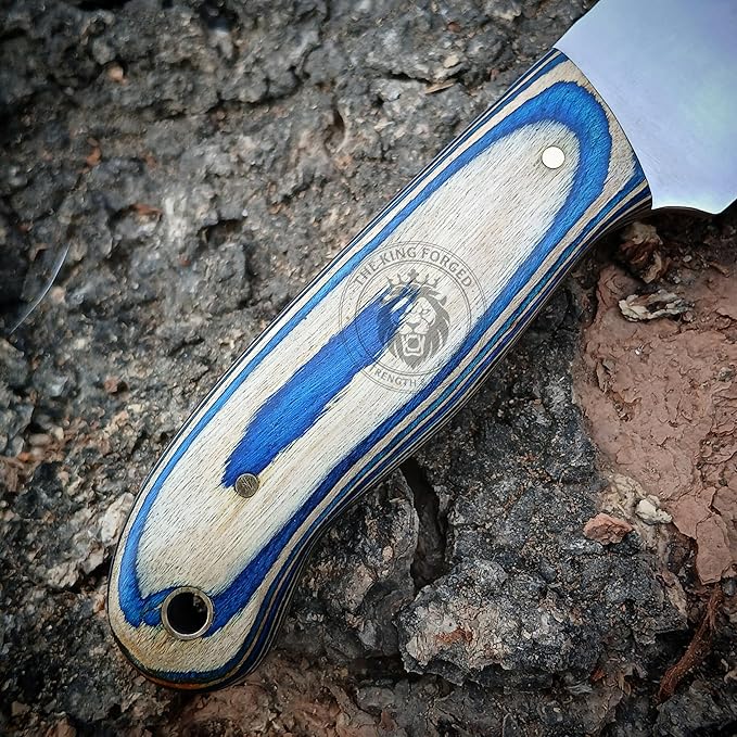 TKF-05 Custom Handmade High Carbon Steel Bull Cutter Knife with Leather Sheath – Cowboy Hunting Knife for Camping &amp Outdoor Activities – Heavy Duty Fixed Blade Gift for Men Christmas Birthday &a