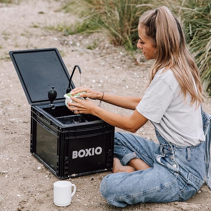 BOXIO - Portable Sink - Compact Mobile Sink for Camping Garden Outdoor Events Worksite RV Indoor