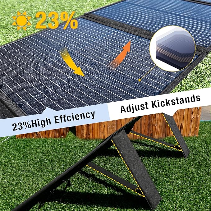 120W Foldable Solar Panel 23.5% Efficiency ETFE Monocrystalline Solar Charger with 45W PD &amp DC Outputs Waterproof Emergency Power Supply for Portable Power Station Camping Off Grid