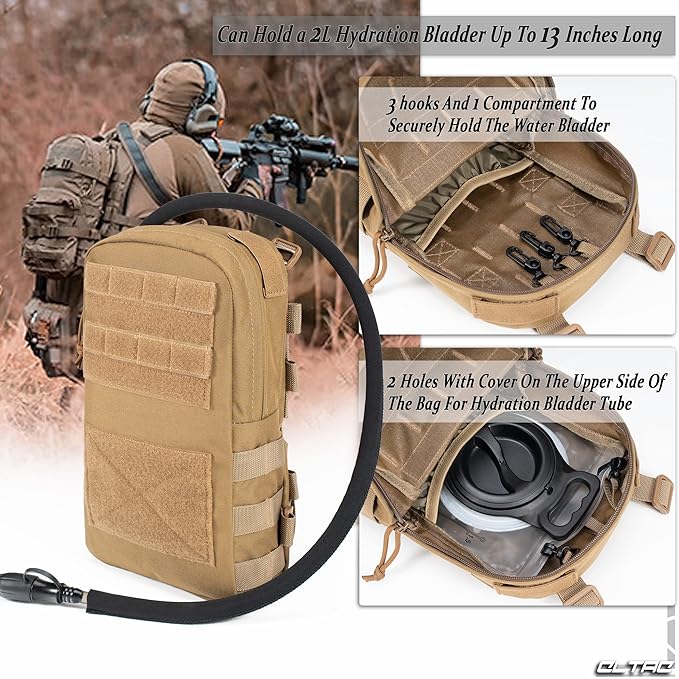 Tactical Small MOLLE Hydration Pack Outdoor Water Bladder Carrier Pack for Vest Backpack(Multicolor)