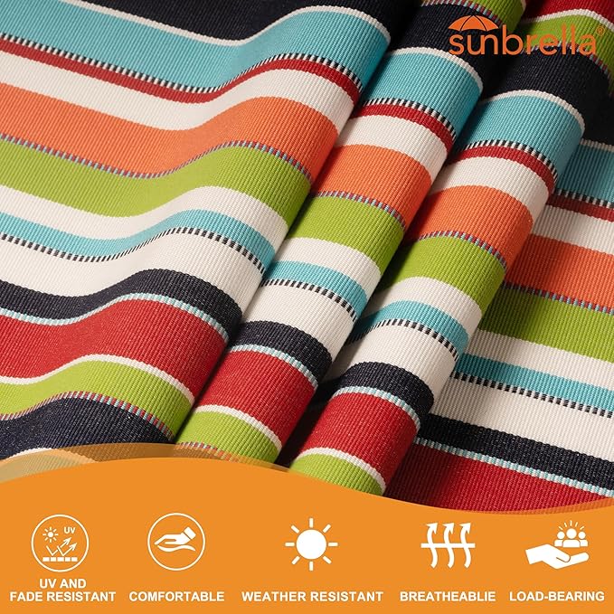Lazy Daze Hammocks 12 FT Sunbrella Fabric Hammock not Fading with Spreader Bars and Free Pillow Fits for 2 Persons All Weather and Fade Resistant for Patio Yard 450 lbs Capacity Carousel Confetti