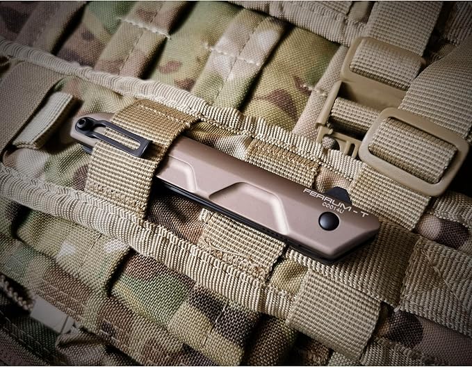 Extrema Ratio - Ferrum T (Mud) Folding Knife Böhler N690 Steel Blade 58 HRC Burnished Finish Smooth Aluminum Handle Ergonomic Design Durable Fixed Blade Italian Craftsmanship
