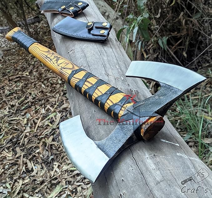 FS Crafts AxeVS003B 34 Double Head Berserker Axe Two Hand Axe Broad Axe Hewing Axe Double Edged Battle Axe Large Norse Axe Double Blade Axe Big Viking Axe Hand Forged Axe Blade Axe