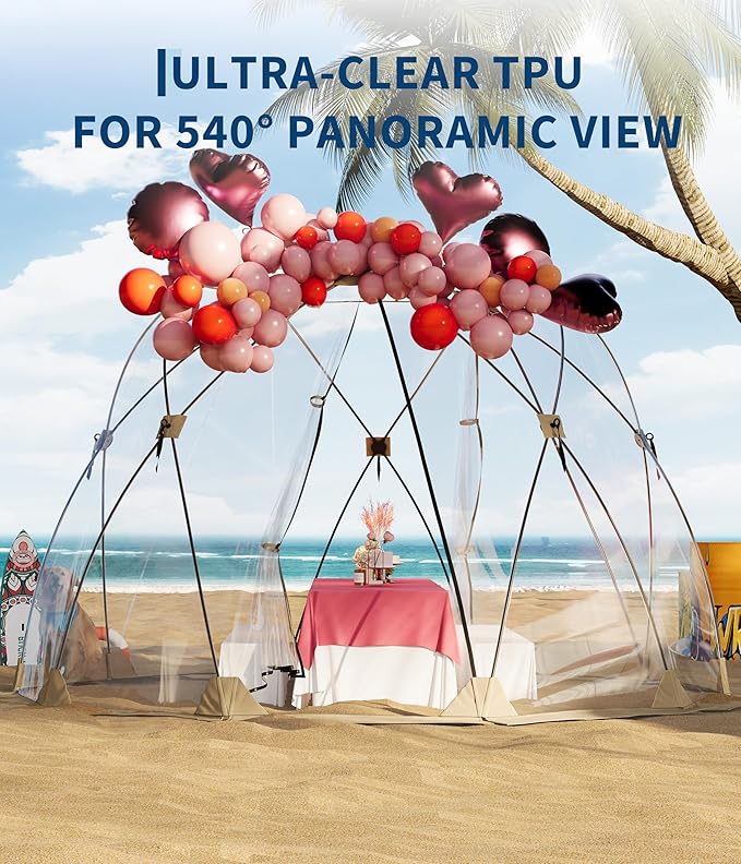 Pop Up Tent 10x10 ft All Weather Outdoor Instant Tent Shelter8-10 Person Transparent Instant IglooRainproof &amp Windproof Camping Sun Shelter for Camping Backyard Events and Beach