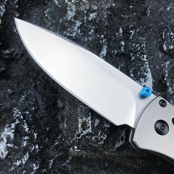 HUAAO Folding Knife with Titanium Alloy Handle EDC Pocket Knife with Pocket Clip Cool Hunting Knives Gifts for Men EDC (440C blade)