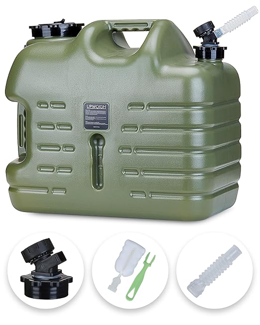 UPWOIGH 5 Gallon Water Jug Camping Water ContainerTruly No Leakage Water StorageLarge Military Green Water TankBPA Free Portable Emergency Water Containers for Outdoors Hiking Accessories
