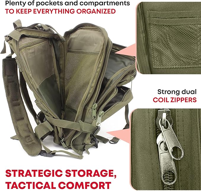 Ever Ready First Aid Tactical Assault Pack - First Aid Rucksack - 18 Military MOLLE Backpack