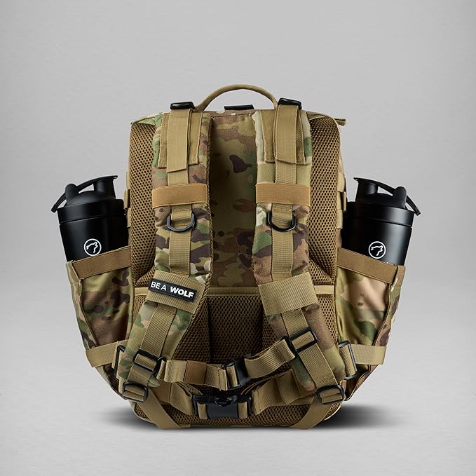 WOLFpak 35L Athletic Gym Backpack - Durable 1000D Waterproof Oxford Material with MOLLE Webbing Laptop Pocket &amp Dual Cup Holders Durable Fitness/Travel/Military Daypack (OCP Camo)