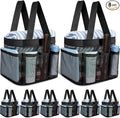 8 Packs Mesh Shower Caddy Portable Large Shower Caddy Dorm with 8 Pockets and Handles Quick Dry Shower Bags Hanging Bath Bag Dorm Room College Essentials for Bathroom Gym Camp (Black)