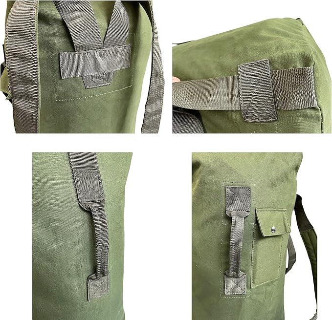 Top Load Backpack Travel Camping Large Bag Tactical Military Match Duffel Bag Double Strap Canvas Backpack Army Green Carryall Bag 31