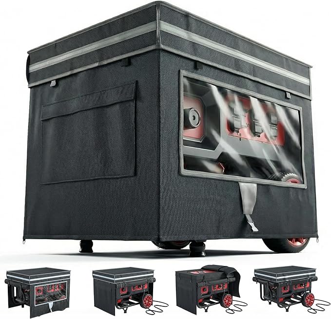 Generator Covers Generator Covers While Running 32X24X24 inches Top Can be Opened With Tool Bag and Visual Operation Window Suitable for 3000W-12000W Frame Generator Black.