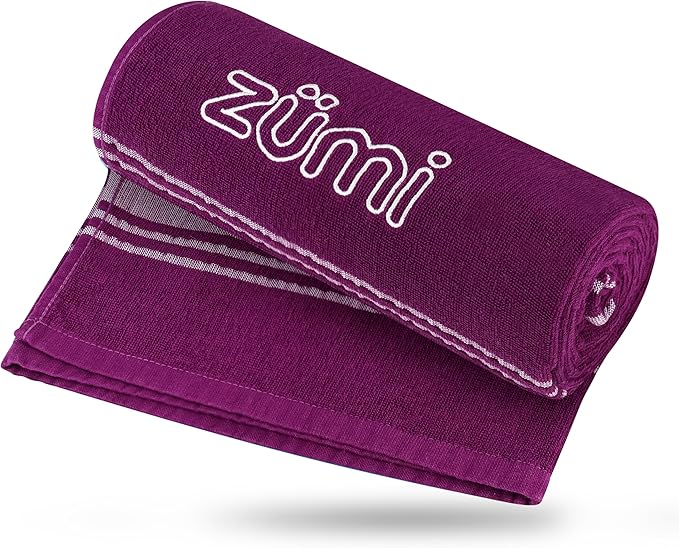 Zumi 100% Cotton Quick Dry Large Travel Towel - Soft Thin Compact Highly Absorbent Lightweight Camping Towel for Beach Gym Bath Shower Swimming Pool Dorm RV - Purple