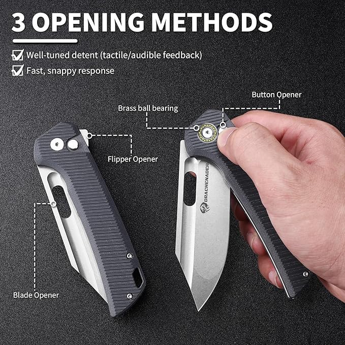 Large Pocket Knife for Men B-26 8.11 Tactical Folding Knife with 14C28N Blade G10 Handle Upgraded Reinforced Lock Includes Pocket Clip and Nylon Sheath for Camping Survival