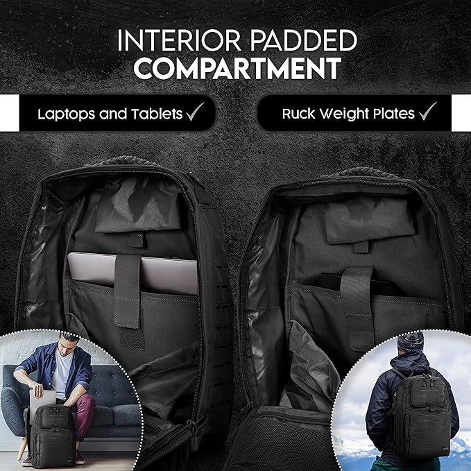 TLO Outdoors TacPack40L Tactical Backpack - Water Resistant 40 Liter Capacity Daypack Rucksack Gear Bag Laptop Bag