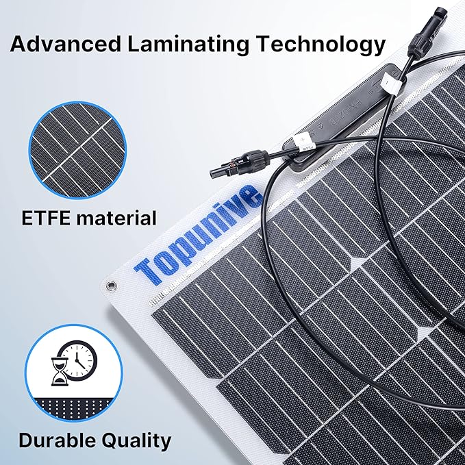 2PCS 100W 12V Flexible Solar Panel 9BB Monocrystalline Cell 12 Volt Semi-Flexible for Marine RV Trailer Boat Cabin Van Car Uneven Surfaces 12V 24V Battery Charge
