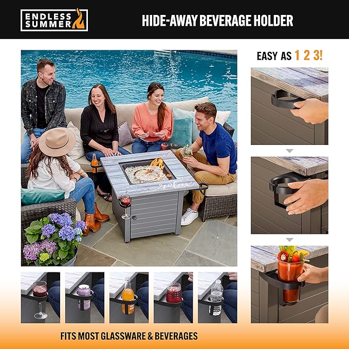 Relax Gray 30” Square Gas Fire Table