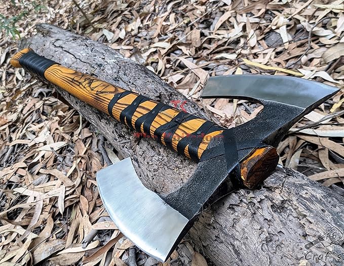 FS Crafts AxeVS003B 34 Double Head Berserker Axe Two Hand Axe Broad Axe Hewing Axe Double Edged Battle Axe Large Norse Axe Double Blade Axe Big Viking Axe Hand Forged Axe Blade Axe