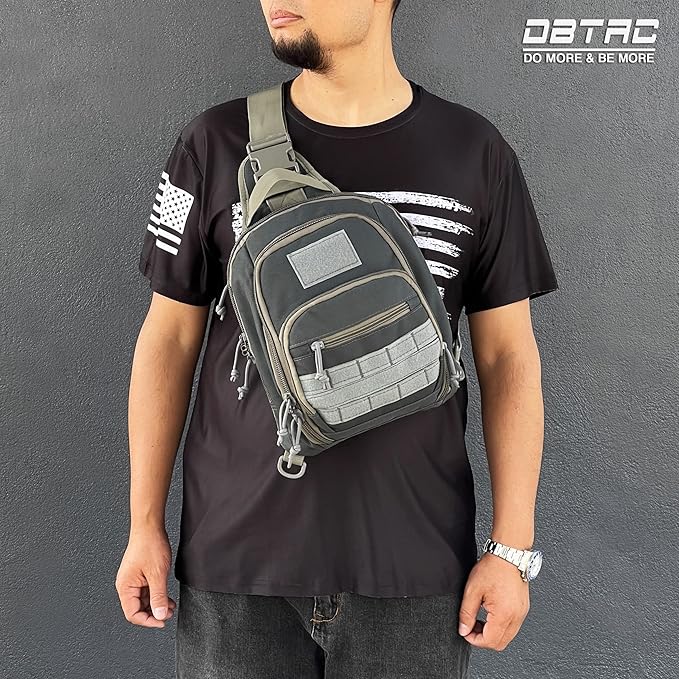 DBTAC Tactical Sling Bag | 8L Military Shoulder Chest Pack for Full Size Concealed Carry Range Travel Outdoor Sports | Range Travel Outdoor Sports Military