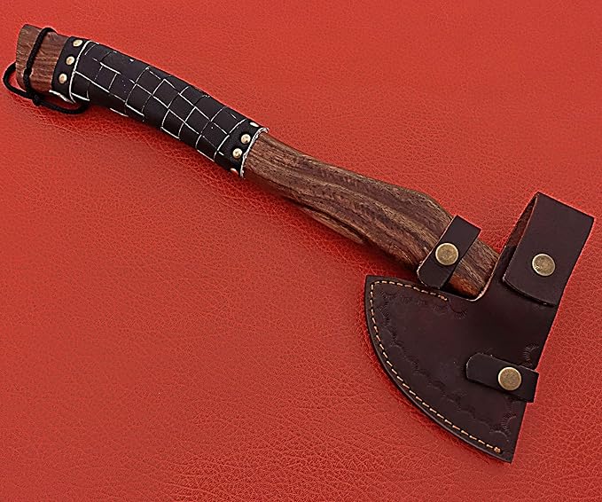Smart &amp Sharp Hand Forge Custom Made Hatchet Axe Hand Made Damascus Steel Blade/Best Gift/Gift for him SS-17347(Rose Wood) (Rose Wood) (Rose Wood)