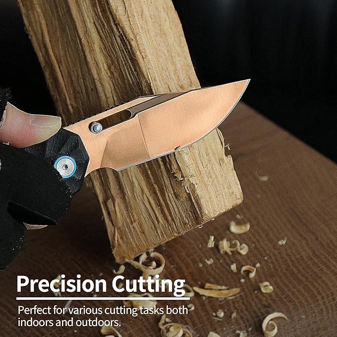 ALBATROSS Black &amp Gold Pocket Knife Unique Father's Day Gifts Gold D2 Blade 2oz Ultra-Light G10 Handle Liner Lock Gift Box for Father's Day Birthday