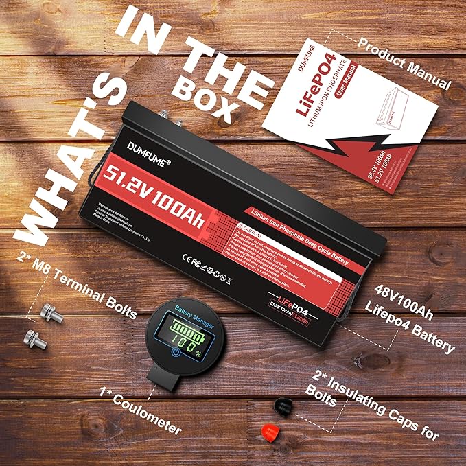 48V 100Ah LiFePO4 Battery Built in 200A BMS 6000 Cycles 5.12kWh Capacity 48 Volt Lithium Battery Perfect for Golf Carts RV Solar and Off Grid