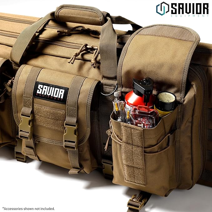 Savior Equipment American Classic Tactical Double Long Gun Bag Pistol Transportation Case w/Backpack Strap Lockable Compartment Available Length in 32 36 42 46 51 55