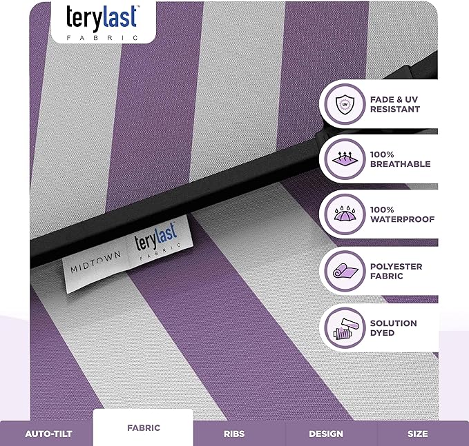 The Lean Patio Umbrella (Terylast Fabric - Midtown Stripes 10 Foot)