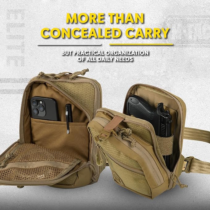 M-Tac Elite Sling Bag - EDC Tactical Crossbody Concealed Carry CCW Chest Pack