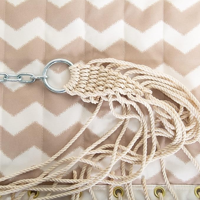 Castaway Living Large Beige Chevron Quilted Polyester Hammock – 11.5 ft. x 52 in. 350 lb Capacity Pillow Storage Bag Extension Chains &amp Tree Hooks – Outdoor Comfort &amp Style