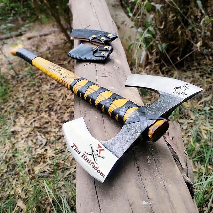 FS Crafts AxeVS003C 34 Double Head Berserker Axe Two Hand Axe Broad Axe Hewing Axe Double Edged Battle Axe Large Norse Axe Double Blade Axe Big Viking Axe Hand Forged Axe Blade Axe