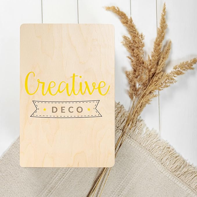 Creative Deco Personalized Wooden Storage Box Photo Box | 11.8x7.87x5.51in (+-0.5) | Hinged Lid Handles &amp Engraving | Photo or Logo | Unpainted Gift Box | UNSANDED Keepsake Memory Souvenir Chest