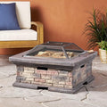 29 Inch Square Wood Burning Fire Pit MGO Outdoor Fire Pit Table Durable Patio Fire Pit for Backyard Garden Camping 29x29x15.5 Inch Compact Design Warm Gathering Ambiance