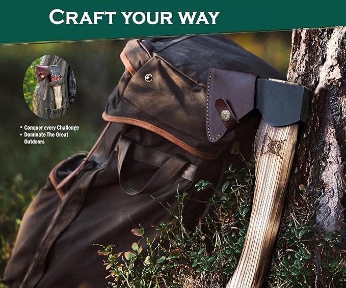 VikingSmithy Axes and Hatchets with Sheath - Wood Splitting Axe and Chopping Hatchet for Camping Survival and Gardening - Premium Bushcraft Axe