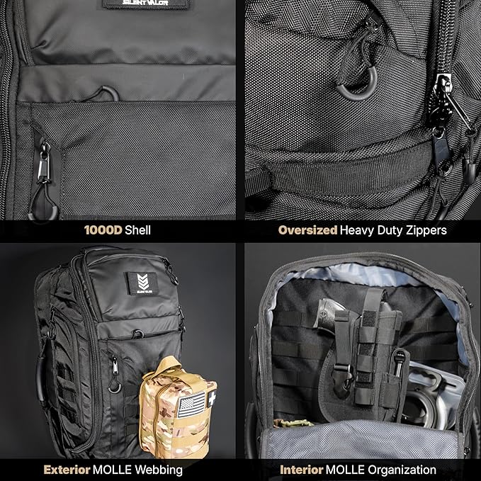 CARGO 48L Tactical Travel Backpack Dual 17 Inch Device Bays RF and NFC Shielded Compartments 1000D Water Resistant Shell MOLLE Compatible Duffel Convertible 3 Day Pack
