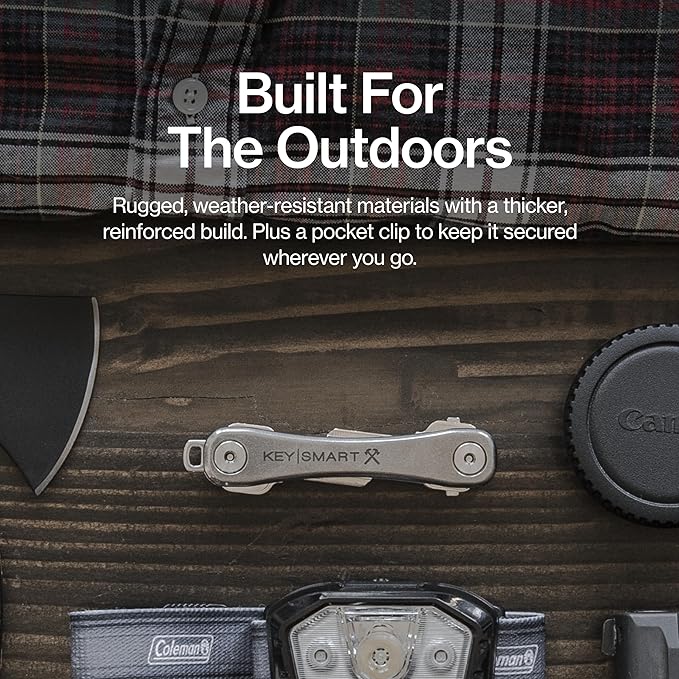 KeySmart Rugged - Multitool Key Holder for Keychain w/Bottle Opener and Pocket Clip Organizer for Keys EDC Keychains Ring for Car Fobs Key Chains Expandable (Up to 14 Keys Titanium)