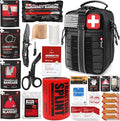 Survival First Aid Kit with Israeli Bandage Chest Seal Tourniquet Splint Tactical Military Combat Molle IFAK for Wound Care Bleeding Control Trauma Hemorrhage and More (Black)