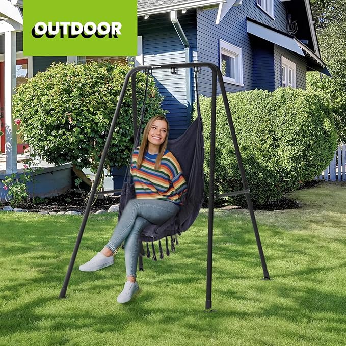 Taleco Gear Swing Stand Max Load 330lbs Heavy Duty Outdoor or Indoor Hanging Hammock Chair Stand onlyHammock Chair not Include(Black)