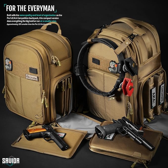 Savior Equipment SEMA Compact Tactical Range Pistol Backpack w/ 3 Gun Rug Sleeve