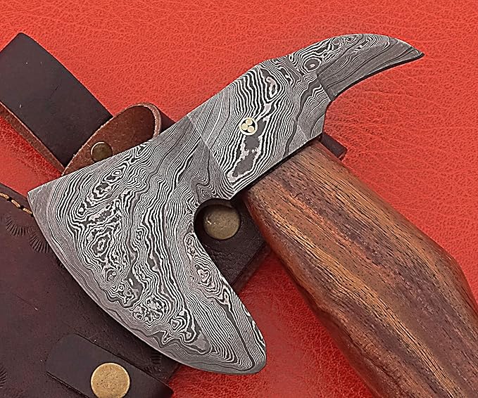 Smart &amp Sharp Hand Forge Custom Made Hatchet Axe Hand Made Damascus Steel Blade/Best Gift/Gift for him SS-17347(Rose Wood) (Rose Wood) (Rose Wood)