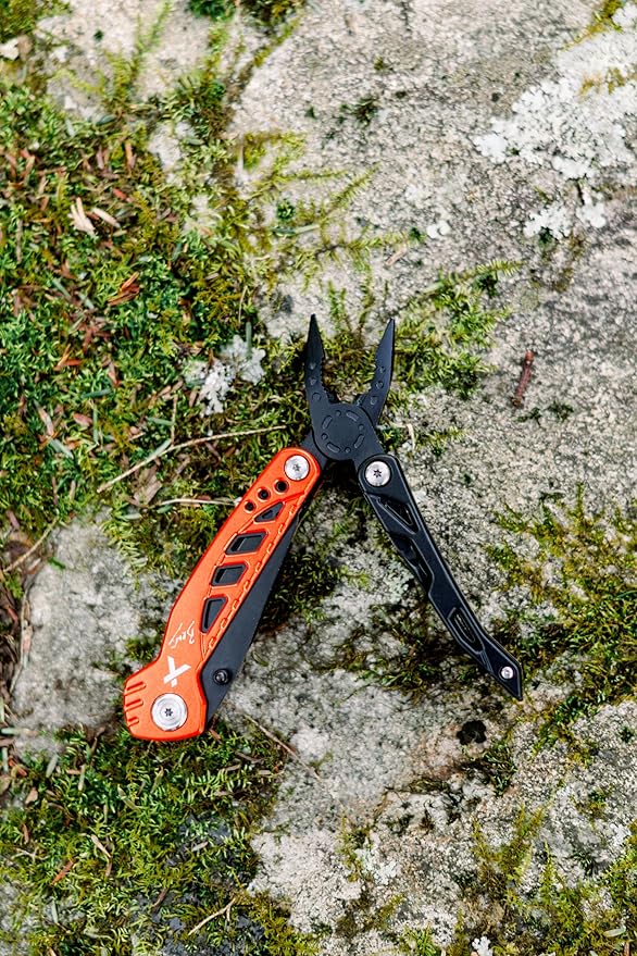 Utility Tool by Bear Grylls Multitool Pocket Knife For Camping Hiking EDC and Survival with Bottle &amp Can Opener Pliers Screwdriver Sheath - Black Oxide Finish Medium
