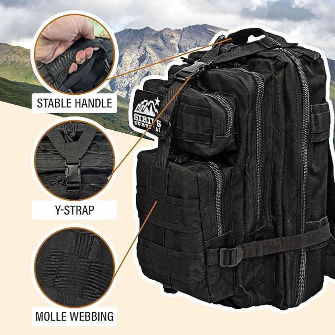 Sirius Tactical Backpack - 30L Capacity - Heavy Duty 900D Polyester - Hunting Hiking or Camping Backpack – Military Backpack (Camo)
