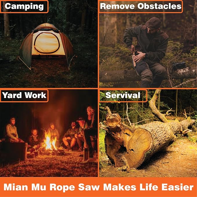 55 Inch High Limb Rope Saw with Dual Sided 70 Teeth 360° Chain – Manual Hand Saw for Tree Branch Cutting – Fast Portable &amp Durable Outdoor Tree Trimming Tool Kit