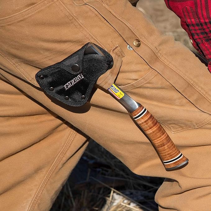 ESTWING Sportsman's Axe - 12 Camping Hatchet with Forged Steel Construction &amp Genuine Leather Grip - E14A