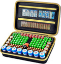 Boobowl Battery Organizer Case with Tester - Universal Storage Box for 162+ AA AAA C D 9V Batteries- Fire-Preventive Foam Design for Home Emergency &amp Garage Organization (Black)