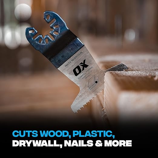 OX Premium Oscillating Tool Blades 4 Pack – Multitool Blades Kit for Wood Plastic Drywall - Two Coarse One Fine One Bi-Metal Blades – Universal Fit Oscillating Saw Blades Fit Most Oscillating Saws