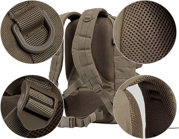 Tactical Backpack Military Survival Pack EDC Daypack Bag MOLLE for Camping Hiking Hunting Bugout Travel 25L