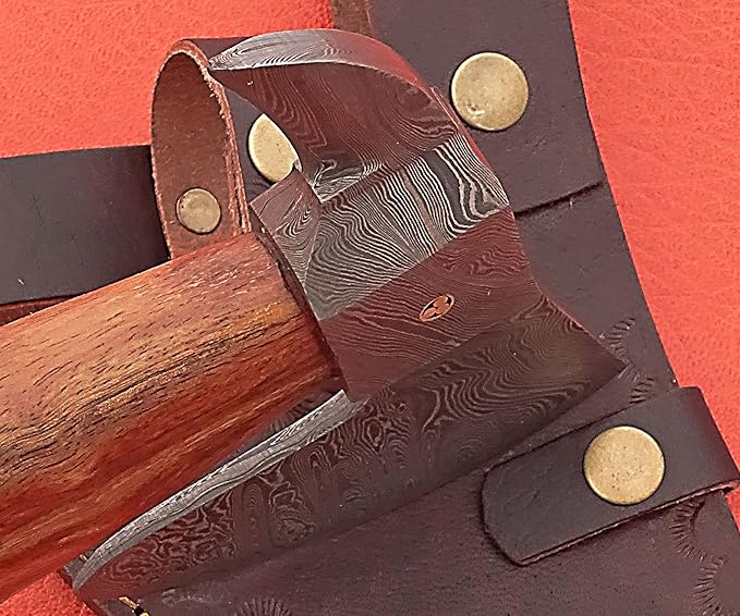 Smart &amp Sharp Hand Forge Custom Made Hatchet Axe Hand Made Damascus Steel Blade/Best Gift/Gift for him SS-17347(Rose Wood) (Rose Wood) (Rose Wood)