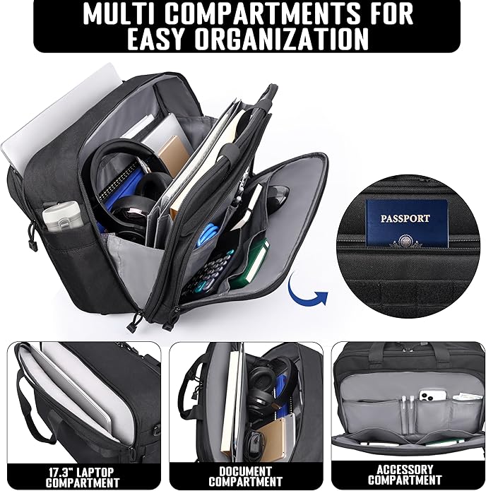 DEYACE Tactical Messenger Laptop Bag Large Military Briefcase 17.3 Inch Computer Work Office Bag for Men YKK-Zippers